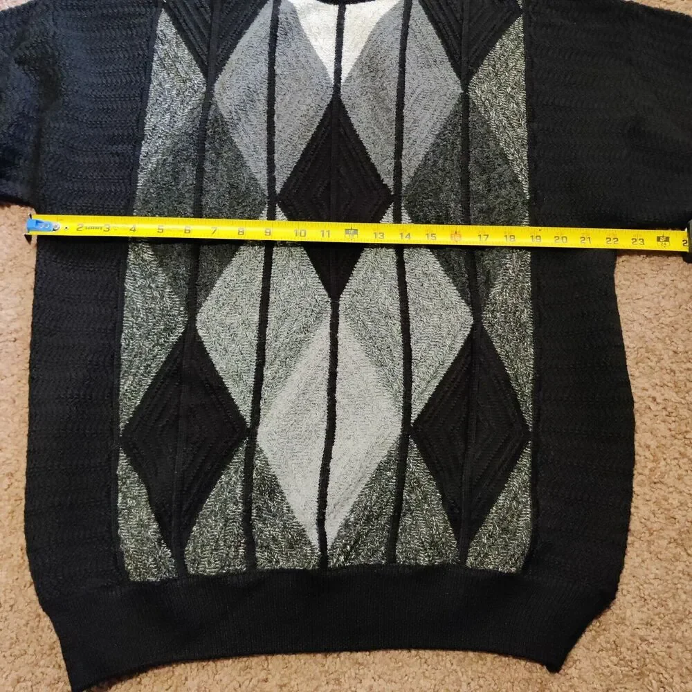 Cibreo Wool Blend Crewneck Sweater Mens Size Large Diamond Pattern Made In Italy